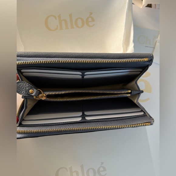 Chloe Long Wallet Leather  L Shape Zipper Turn Lock - Picture 11 of 16